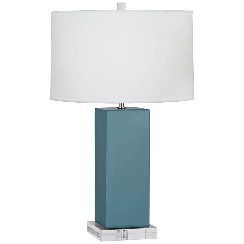 Image 1 Robert Abbey Harvey 33" Steel Blue Glazed Ceramic Table Lamp