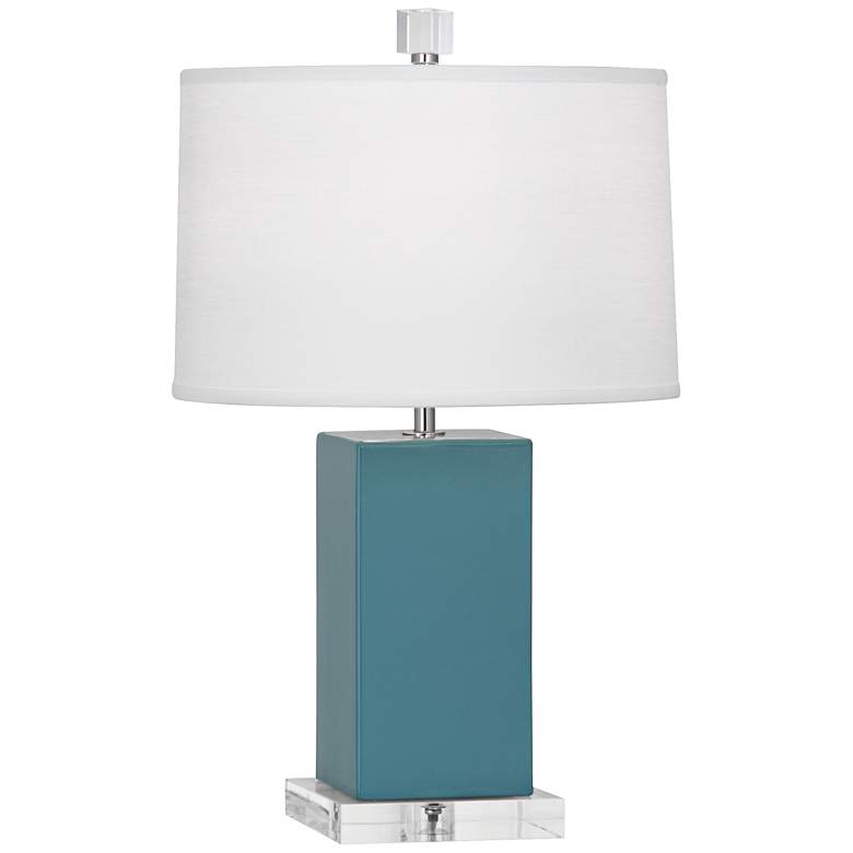 Image 1 Robert Abbey Harvey Steel Blue Glazed Ceramic Accent Lamp