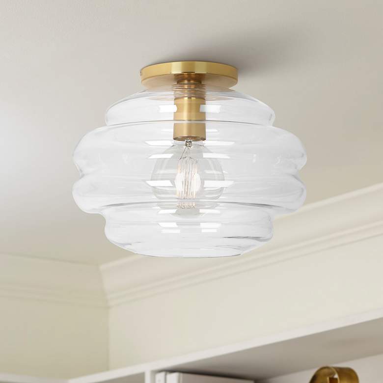 Image 1 Robert Abbey Horizon 11 3/4" Wide Modern Brass and Clear Ceiling Light