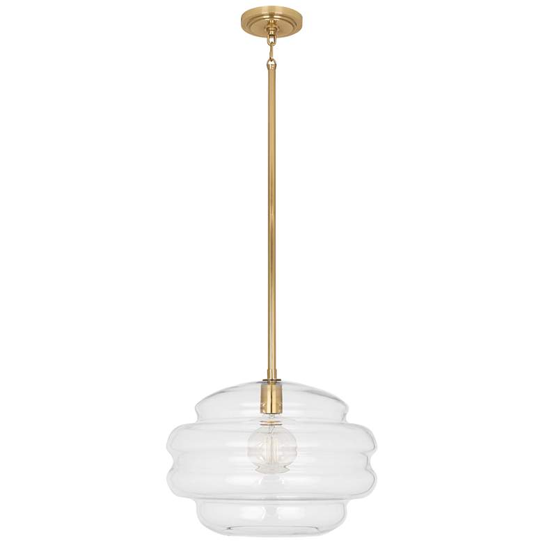 Image 4 Robert Abbey Horizon 15 1/4 inch Wide Modern Brass and Clear Pendant Light more views