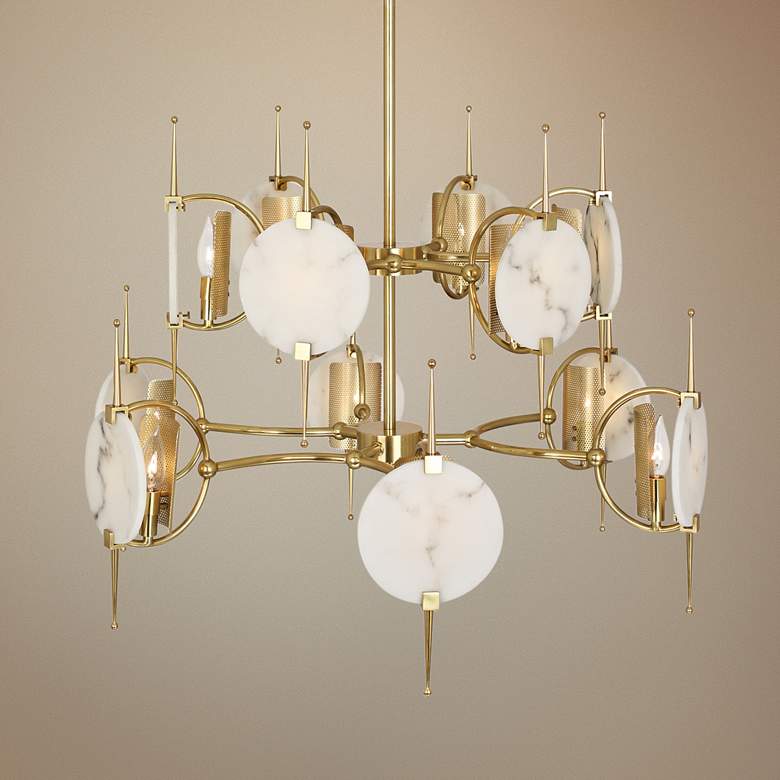 Image 1 Robert Abbey Jace 32 inch Wide Modern Brass 12-Light Chandelier