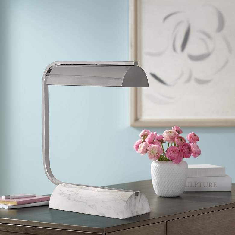 Image 1 Robert Abbey Julian Polished Nickel and Marble Desk Lamp
