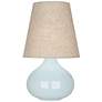 1_Robert Abbey June 23 1/2" Buff Linen Shade Ceramic Baby Blue Lamp