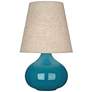 1_Robert Abbey June 23 1/2" Buff Linen Shade Peacock Blue Ceramic Lamp