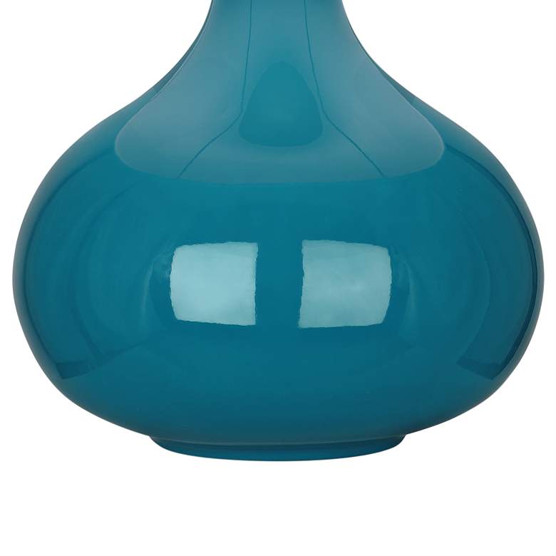 Image 3 Robert Abbey June 23 1/2" Buff Linen Shade Peacock Blue Ceramic Lamp more views