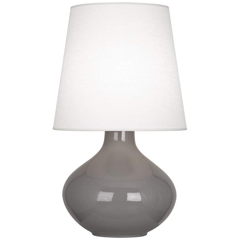 Image 1 Robert Abbey June 30 3/4" White and Smokey Taupe Gray Ceramic Lamp