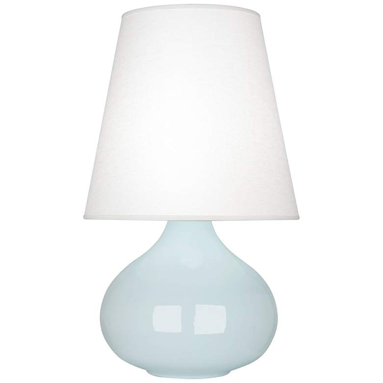 Image 1 Robert Abbey June Baby Blue Table Lamp w/ Oyster Linen Shade