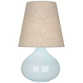Image1 of Robert Abbey June Baby Blue Table Lamp with Buff Linen Shade