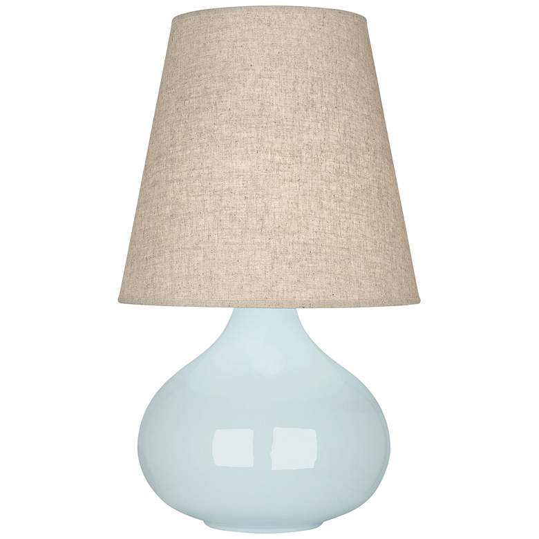 Image 1 Robert Abbey June Baby Blue Table Lamp with Buff Linen Shade