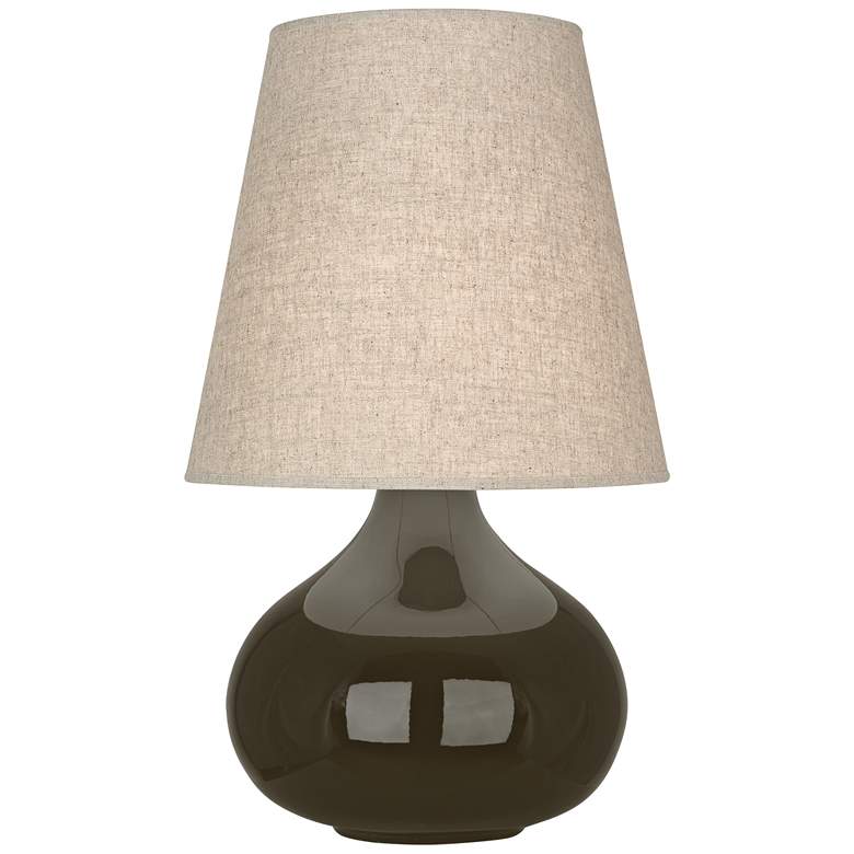 Image 1 Robert Abbey June Brown Tea Table Lamp with Buff Linen Shade
