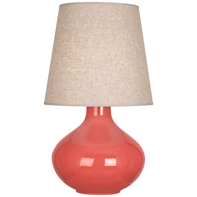 Image 1 Robert Abbey June Melon Ceramic with Buff Shade Table Lamp