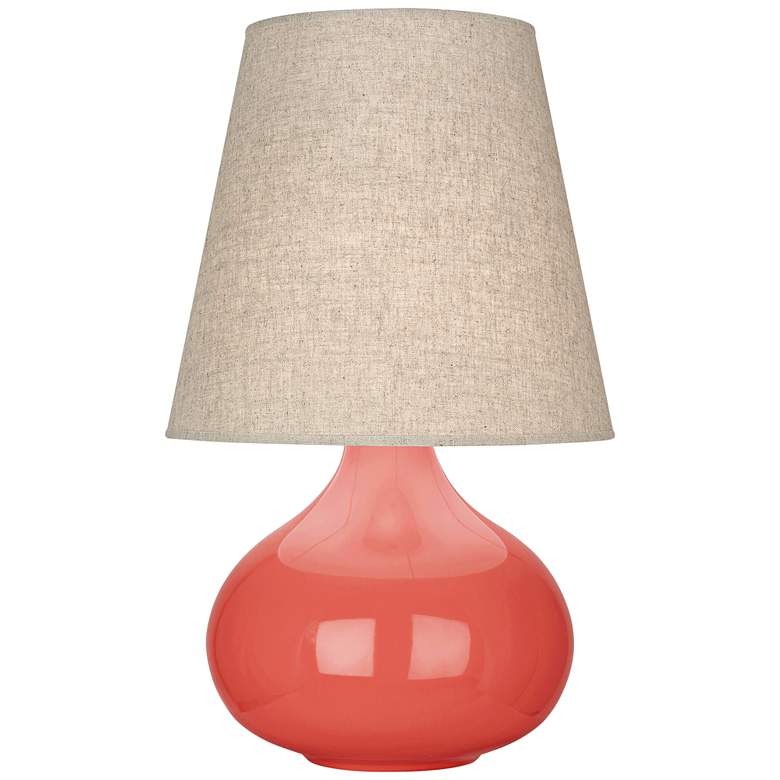 Image 1 Robert Abbey June Melon Table Lamp with Buff Linen Shade
