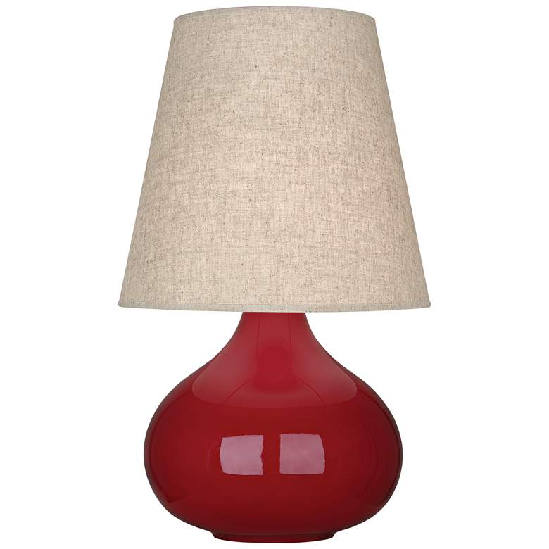 Image 1 Robert Abbey June Oxblood Table Lamp with Buff Linen Shade