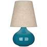 Robert Abbey June Peacock Table Lamp with Buff Linen Shade