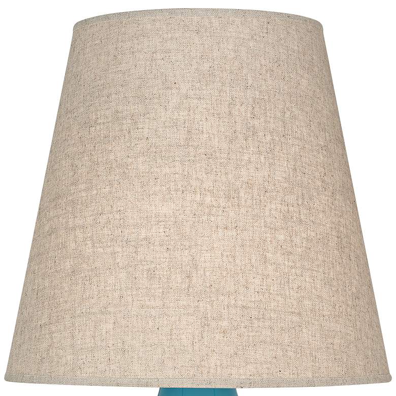 Image 2 Robert Abbey June Peacock Table Lamp with Buff Linen Shade more views