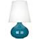 Robert Abbey June Peacock Table Lamp with Oyster Linen Shade