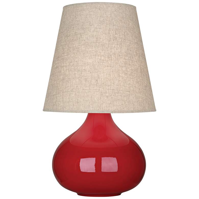 Image 1 Robert Abbey June Ruby Red Table Lamp with Buff Linen Shade