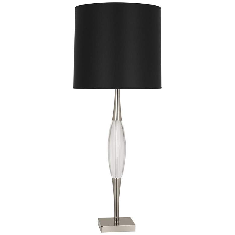 Image 2 Robert Abbey Juno 36 1/2" Black Shade Nickel and Crystal Table Lamp