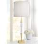 Robert Abbey Juno Brass Metal Table Lamp with Pearl Shade