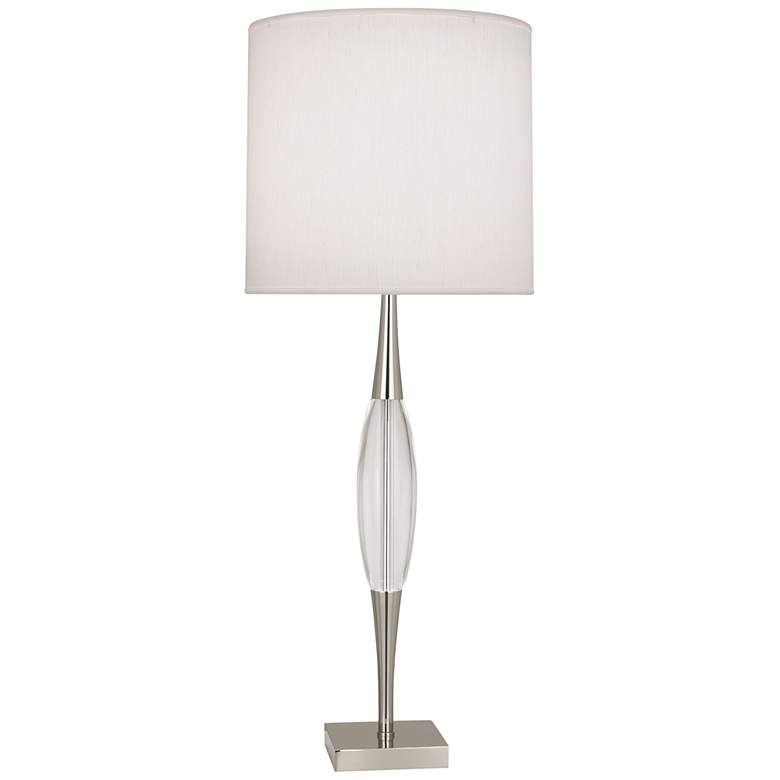 Image 2 Robert Abbey Juno Nickel and Crystal Table Lamp with Pearl Shade