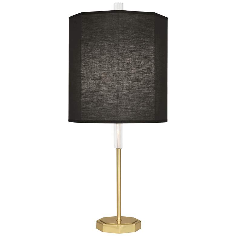 Image 1 Robert Abbey Kate 32 1/2" Black Shade and Crystal Brass Table Lamp