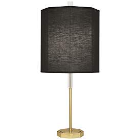 Image1 of Robert Abbey Kate 32 1/2" Black Shade and Crystal Brass Table Lamp
