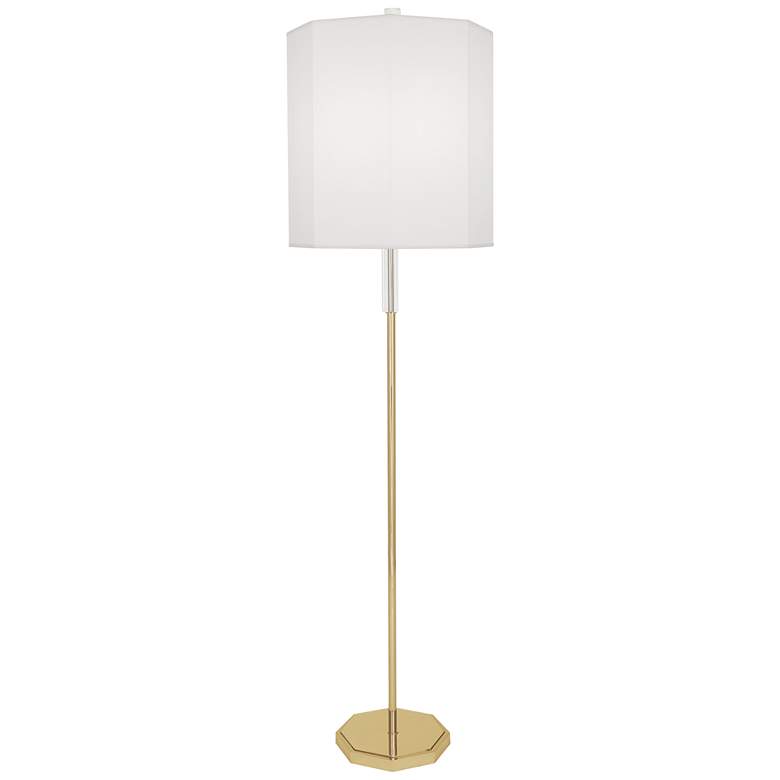 Image 1 Robert Abbey Kate Brass Floor Lamp with Ascot White Shade