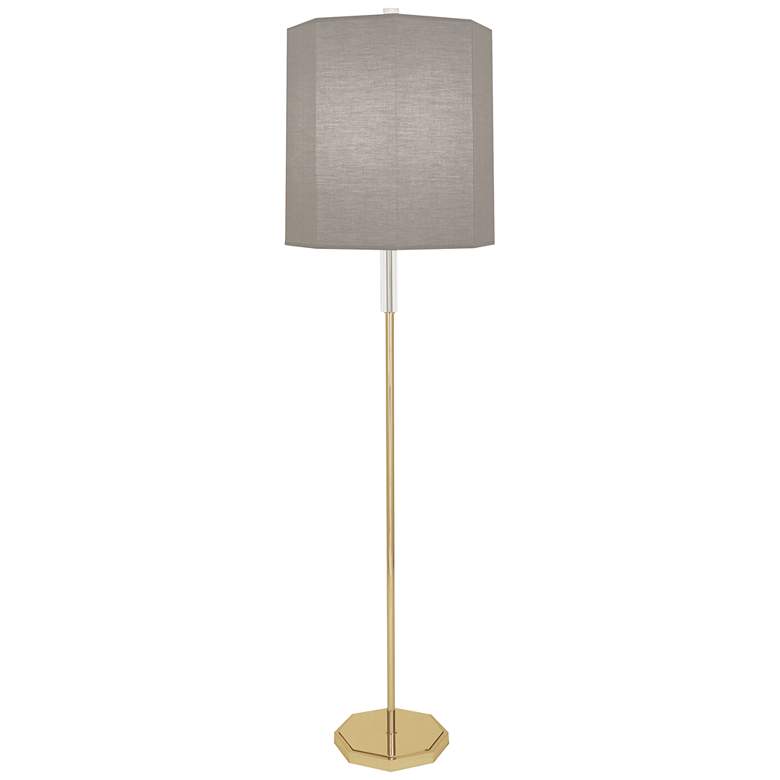 Image 1 Robert Abbey Kate Brass Metal Floor Lamp w/ Smoke Gray Shade