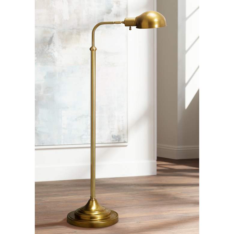 Image 1 Robert Abbey Kinetic Adjustable Height Antique Brass Pharmacy Floor Lamp