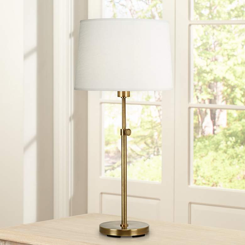 Image 1 Robert Abbey Koleman 34 1/4 inch Adjustable Aged Brass Club Table Lamp