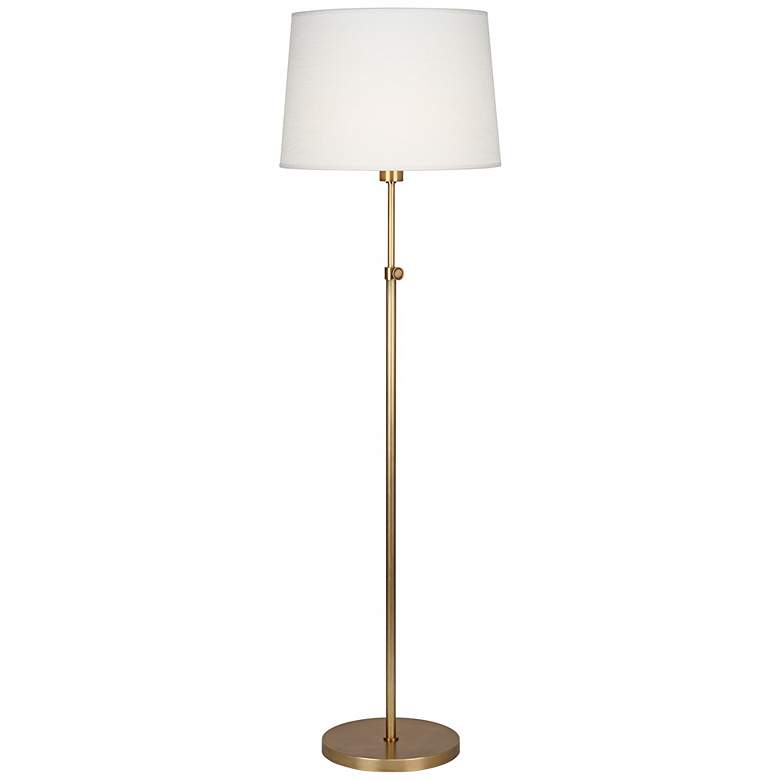 Image 2 Robert Abbey Koleman Adjustable Height Aged Natural Brass Club Floor Lamp