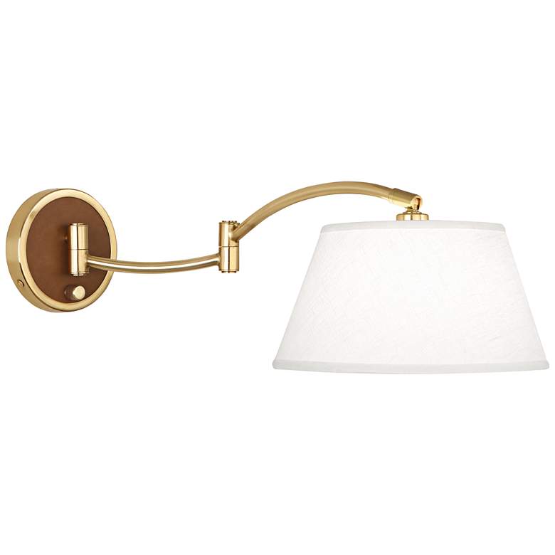 Image 1 Robert Abbey Kyoto Modern Brass Plug-In Swing Arm Wall Lamp