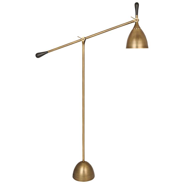 Image 1 Robert Abbey Ledger Adjustable Height Boom Arm Warm Brass Metal Floor Lamp