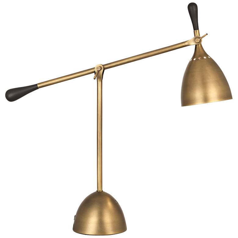 Image 1 Robert Abbey Ledger Warm Brass Metal Desk Lamp with USB Port