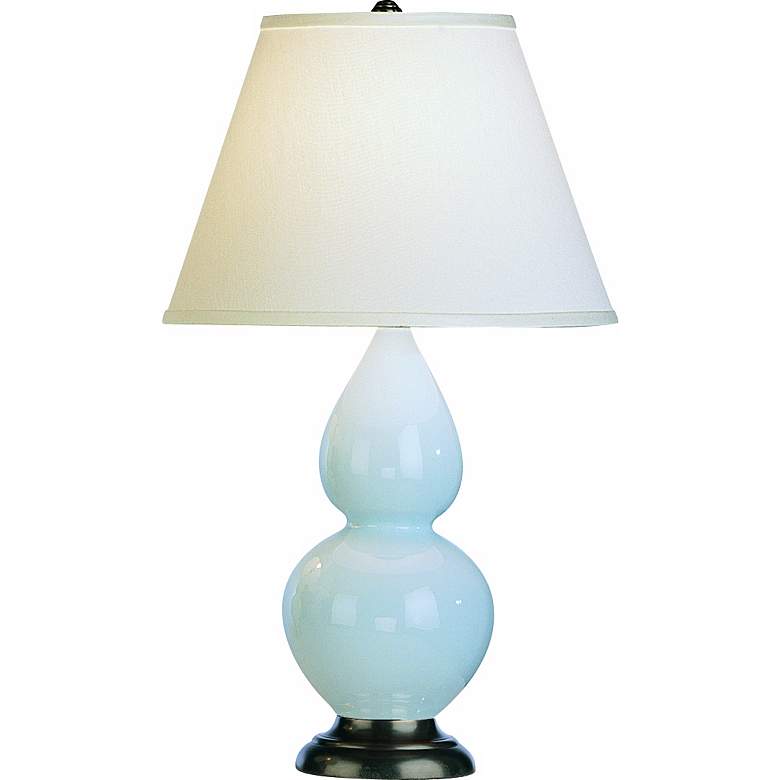 Image 1 Robert Abbey Light Blue and Bronze Double Gourd Ceramic Table Lamp