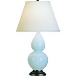 Robert Abbey Light Blue and Bronze Double Gourd Ceramic Table Lamp