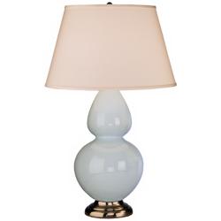 Robert Abbey Light Blue and Silver Double Gourd Ceramic Table Lamp