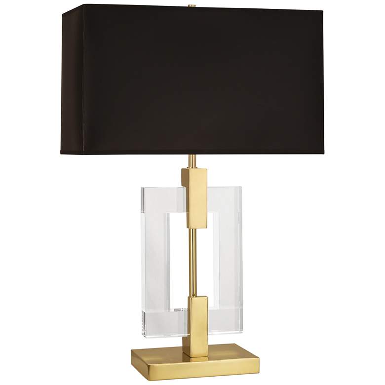 Image 2 Robert Abbey Lincoln 29 inch High Black Shade Brass and Crystal Table Lamp
