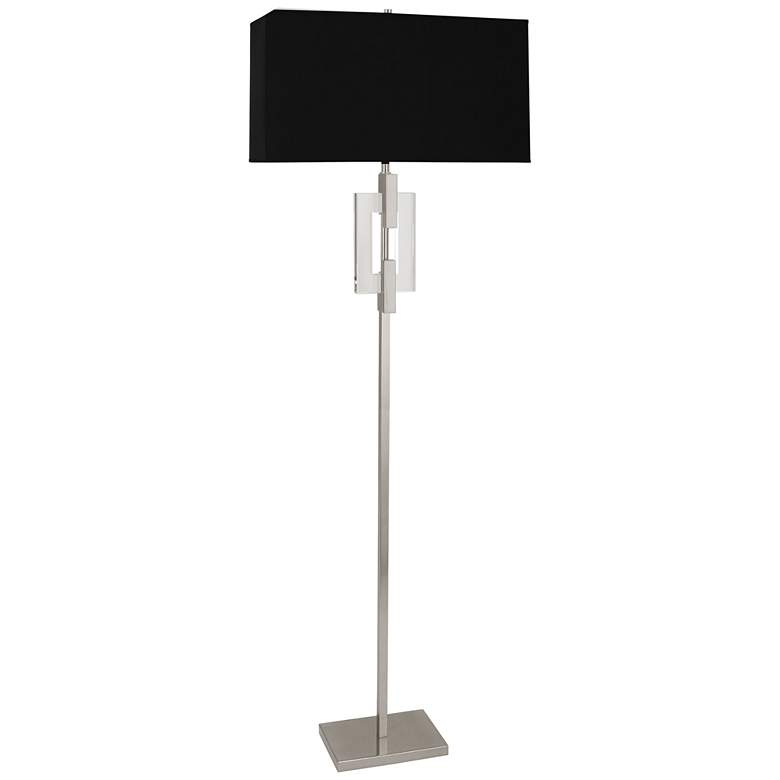 Image 1 Robert Abbey Lincoln 63 inch Black Shade Nickel and Crystal Floor Lamp