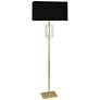 Robert Abbey Lincoln 63" High Black Shade Brass and Crystal Floor Lamp