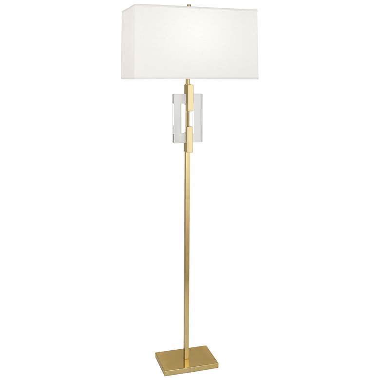 Image 1 Robert Abbey Lincoln 63 inch High White Shade Brass and Crystal Floor Lamp