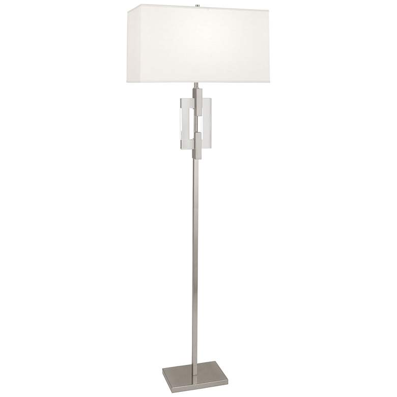 Image 1 Robert Abbey Lincoln 63 inch White Shade Nickel and Crystal Floor Lamp