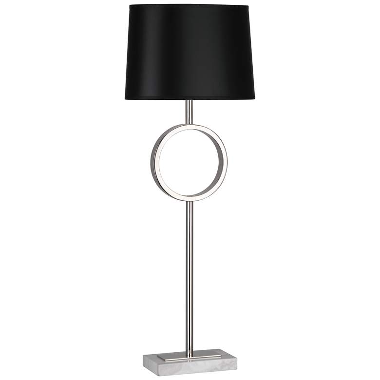 Image 1 Robert Abbey Logan Table Lamp Polished Nickel Oval Black Shade