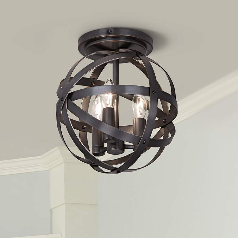 Image 1 Robert Abbey Lucy 10 1/4 inchW Deep Patina Bronze Ceiling Light