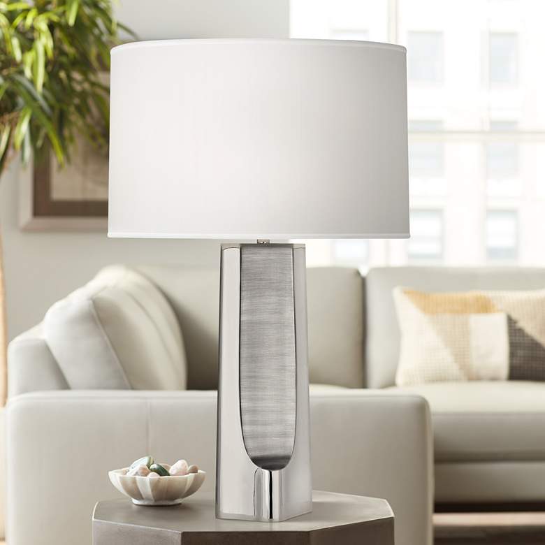 Image 1 Robert Abbey Margeaux 28" Polished Nickel Concave Table Lamp