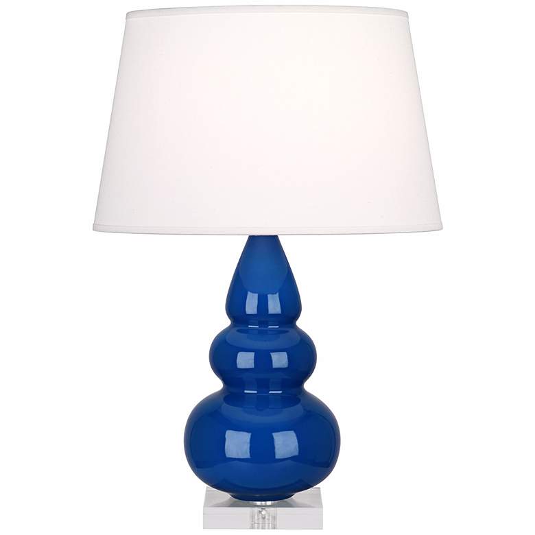 Robert Abbey Marine Blue Triple Gourd Ceramic Table Lamp