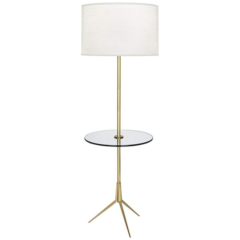 Image 1 Robert Abbey Martin Modern Brass Floor Lamp with Glass Tray