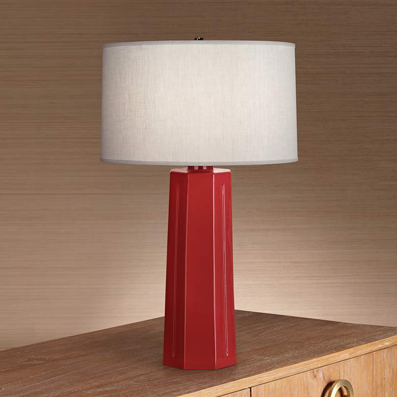 Image 1 Robert Abbey Mason 26 inch Ceramic Oxblood Red High Table Lamp