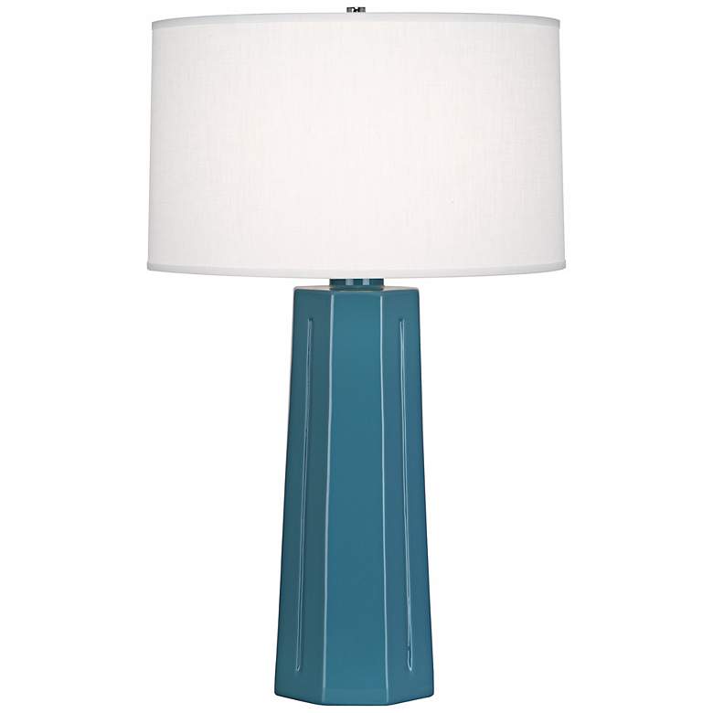 Image 1 Robert Abbey Mason 26 inch High Modern Ceramic Steel Blue Table Lamp
