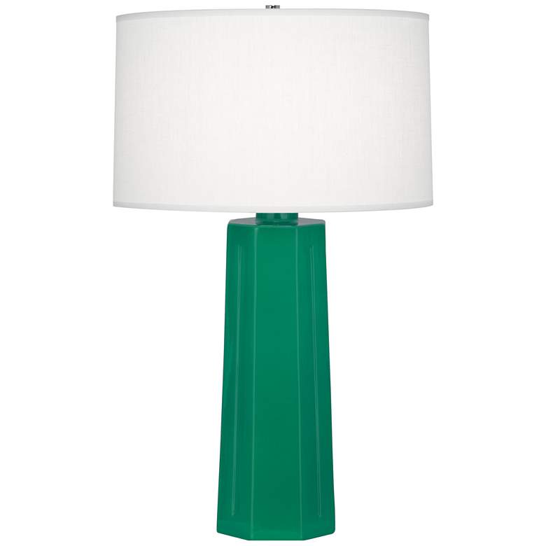 Image 1 Robert Abbey Mason 26" Modern Jungle Green Glazed Ceramic Table Lamp